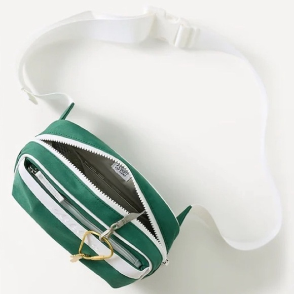 Athleta All About Large Canvas Belt Bag Green & White - Picture 2 of 8